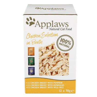 Applaws Kissa Lajitelma Liemessä Kanamix 70 g 12-pack